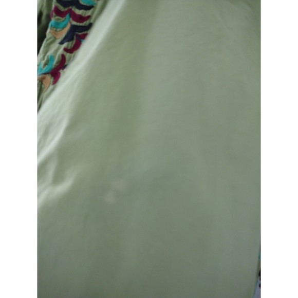 Bohemian Tunic Top Blouse Women's Size 14 Green Multicolor Floral Embroidered - Picture 10 of 11